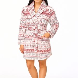 Cozy Red and White Xmas Women's Robe